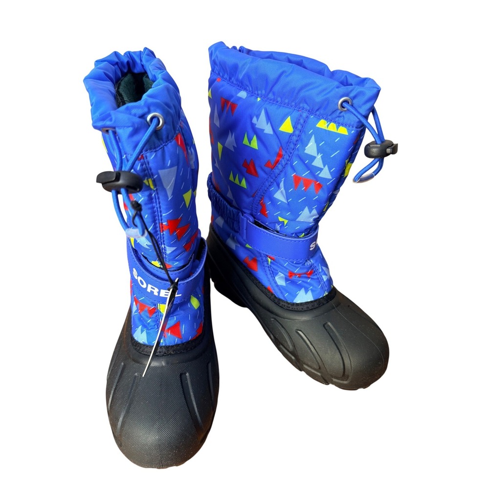 Sorel Kids Flurry Snow Boots Blue Mountain Print Insulated NY3504-431 Size 3